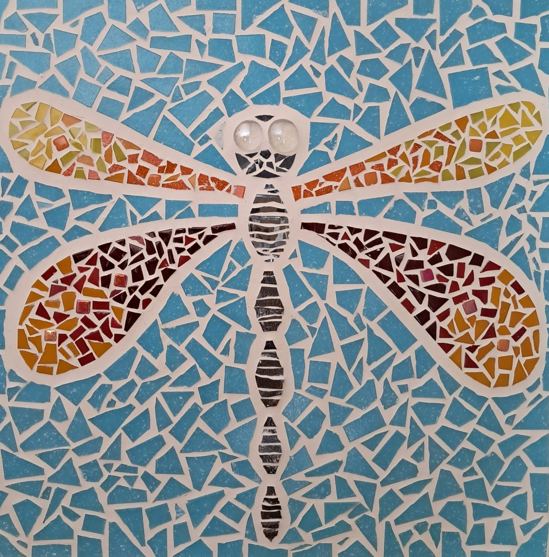 Dragonfly mosaic artwork by Broken Beauty Mosaic Studio
